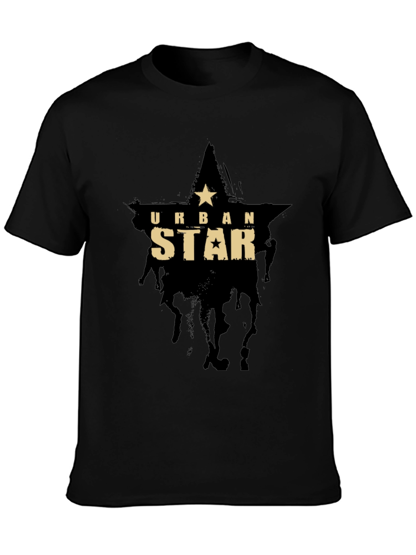Urban Star Black Graphic Tee - Mens Casual T-Shirt