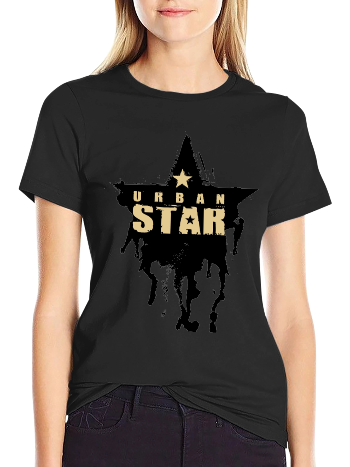 Urban Star Black Graphic Tee - Mens Casual T-Shirt