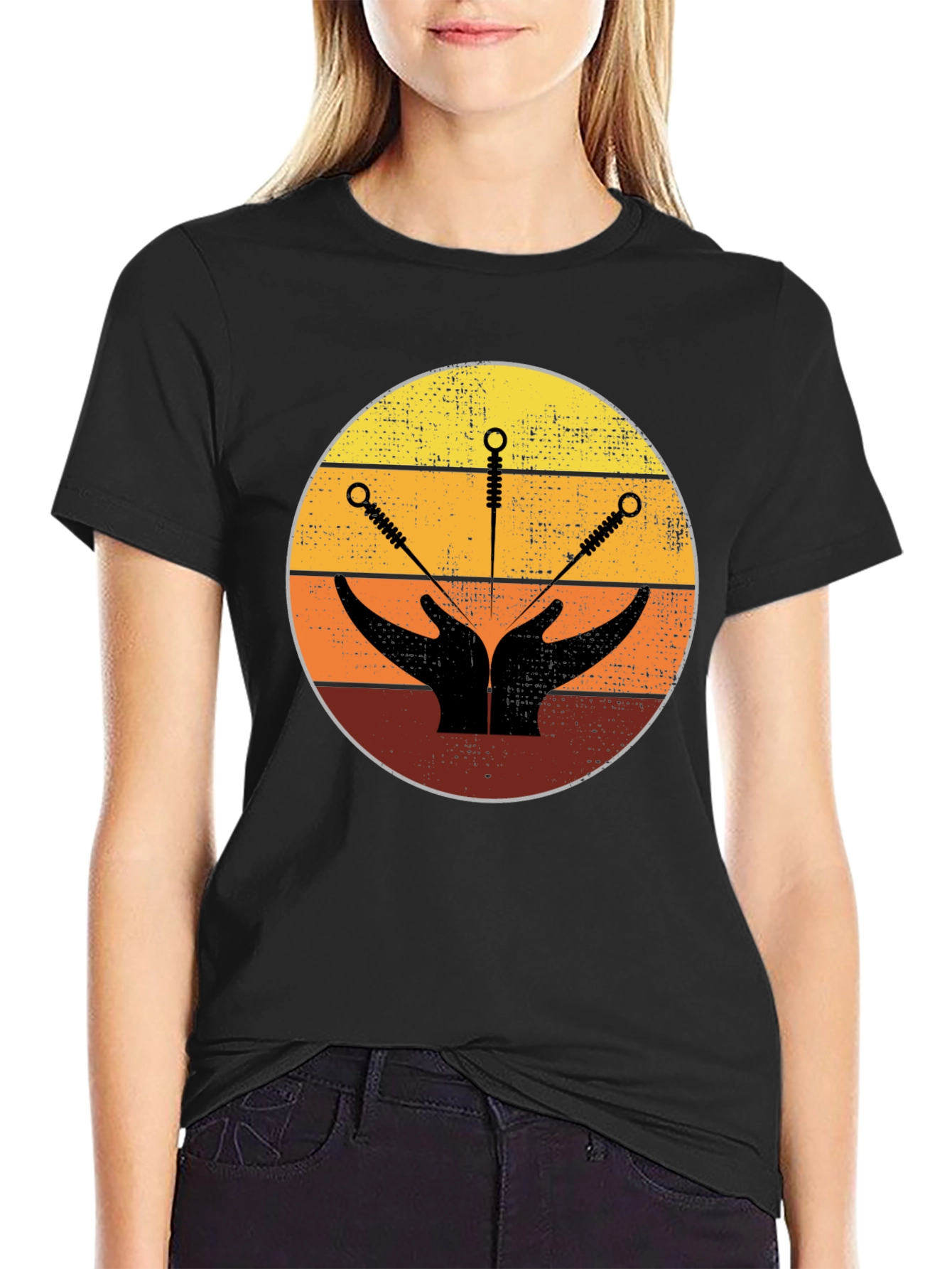 Acupuncture Hands Graphic Tee - Unisex Black T-Shirt