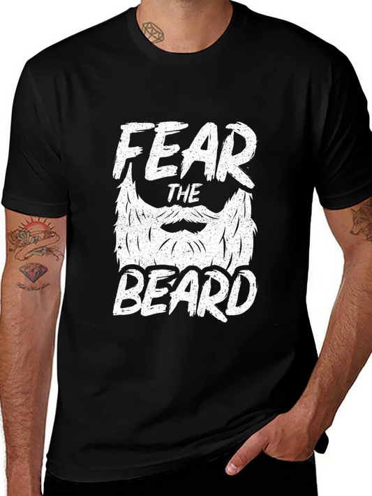 Fear The Beard Graphic T-Shirt - Black Crew Neck Tee
