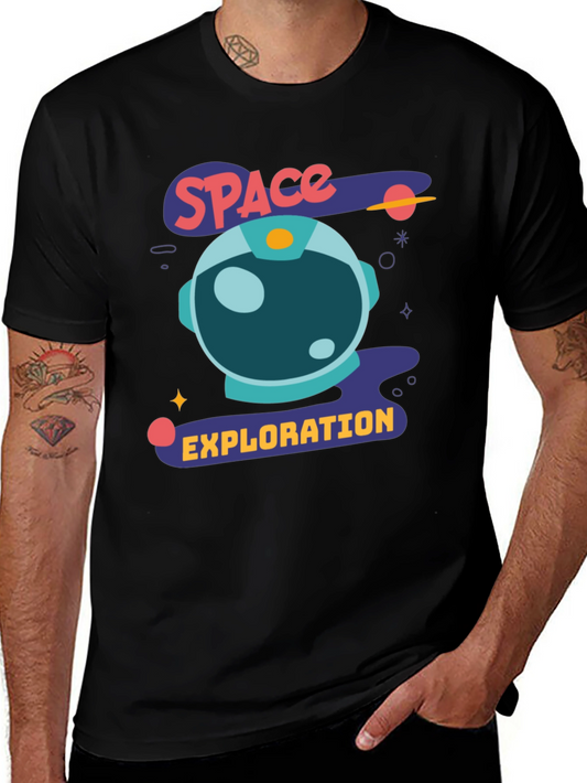 Space Exploration Graphic Tee - Black Astronaut Shirt