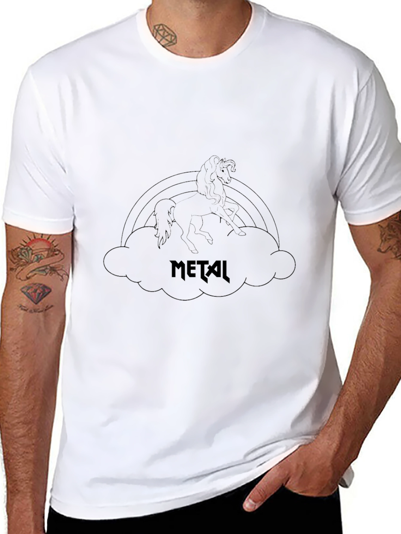 Black Metal Unicorn Rainbow T-Shirt