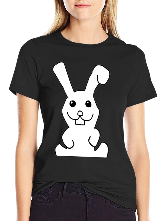 Black T-Shirt with Funny Rabbit Graphic