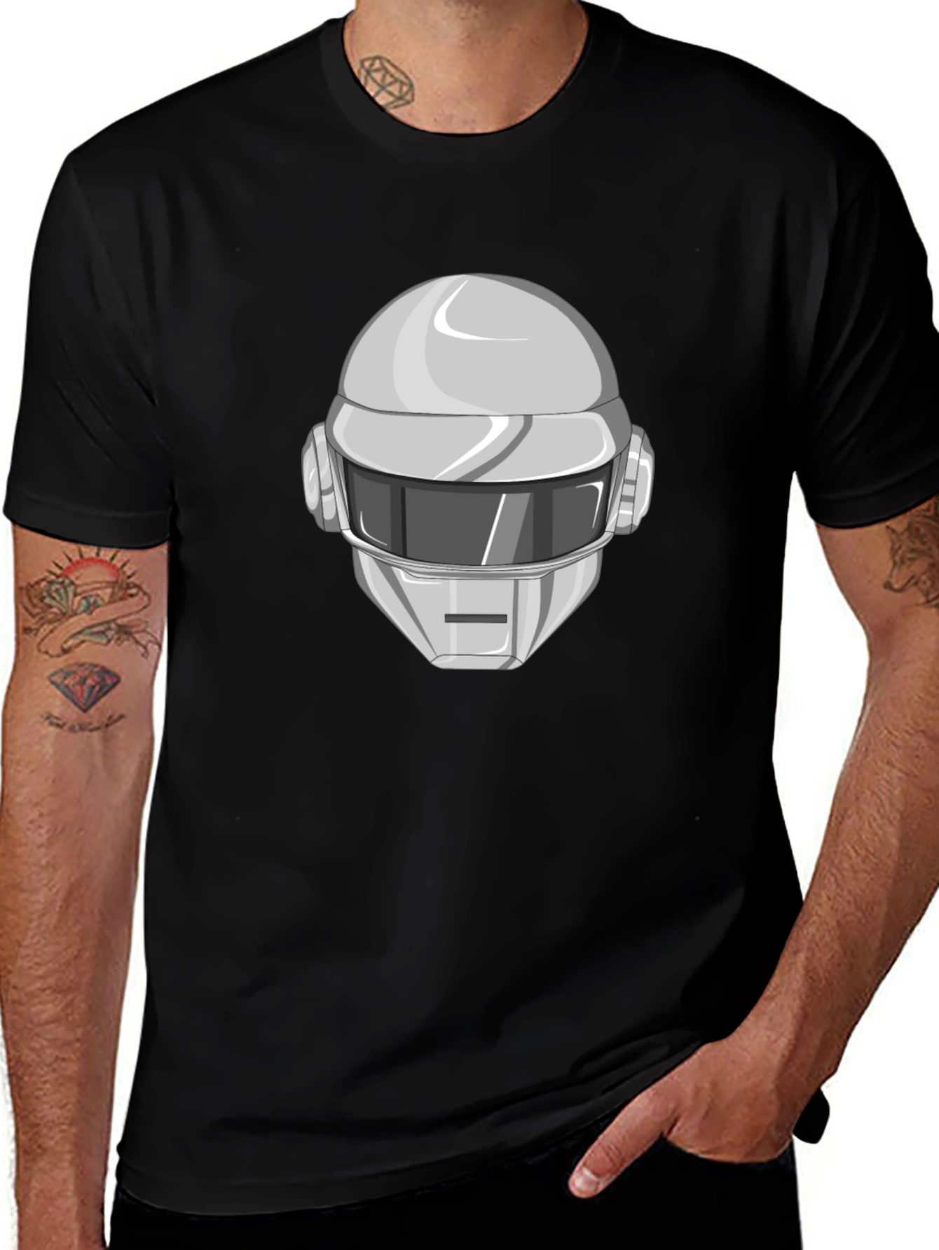 Daft Punk Graphic Tee - Iconic Robot Helmet T-Shirt