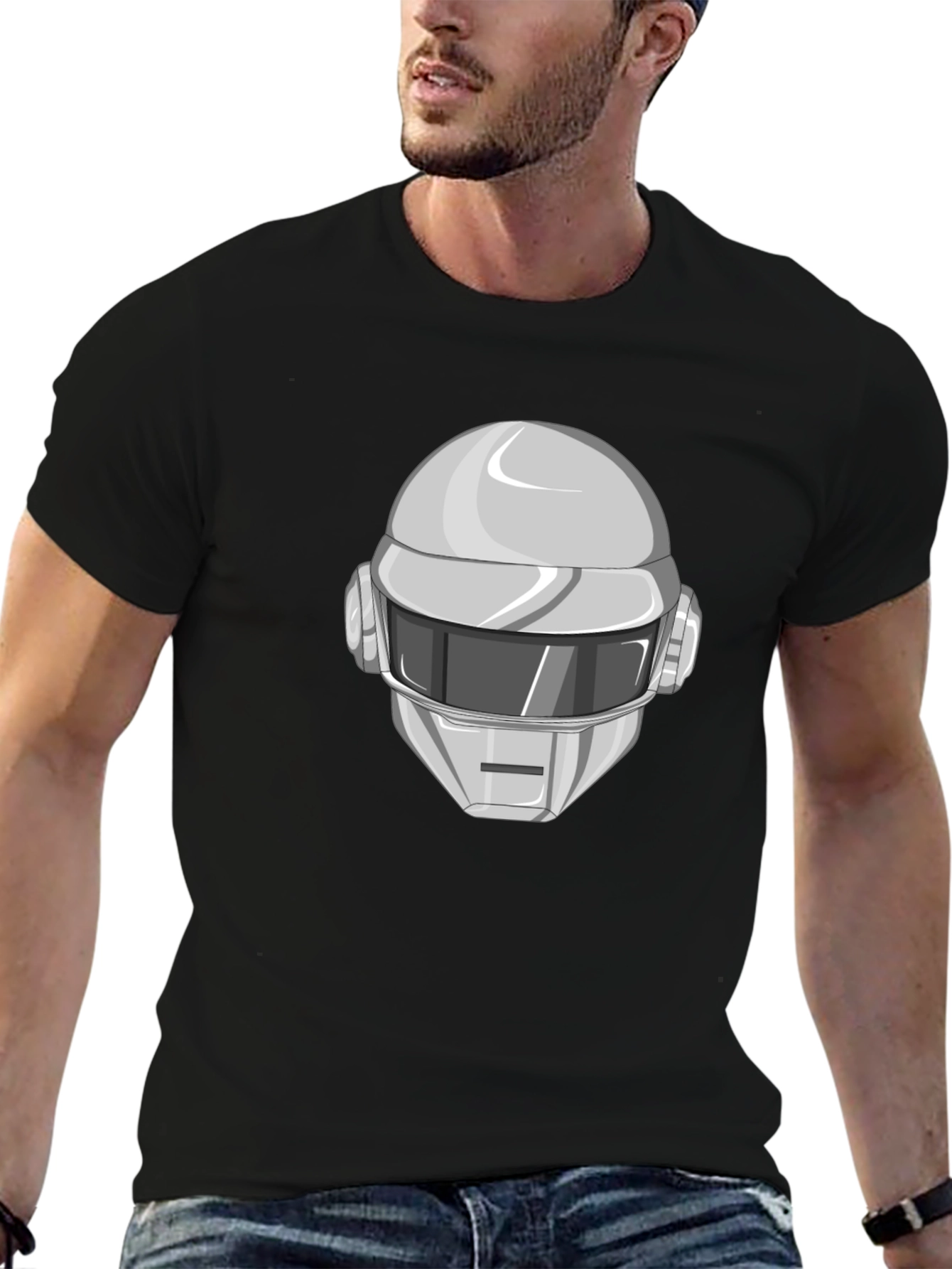 Daft Punk Graphic Tee - Iconic Robot Helmet T-Shirt