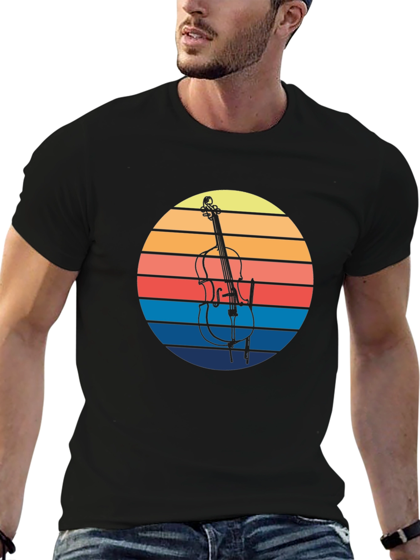 Retro Cello Sunset Graphic Tee