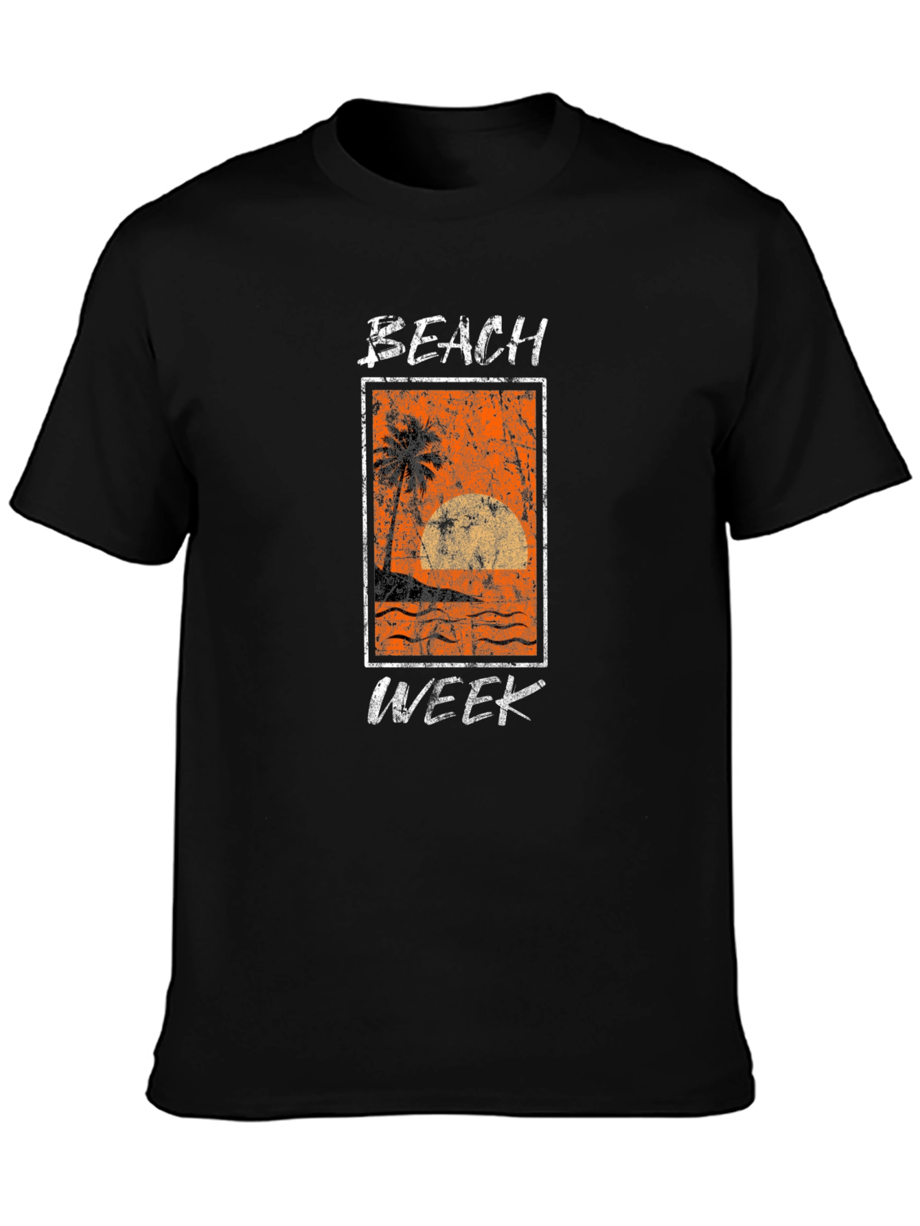 Beach Week Graphic Tee - Black Cotton T-Shirt