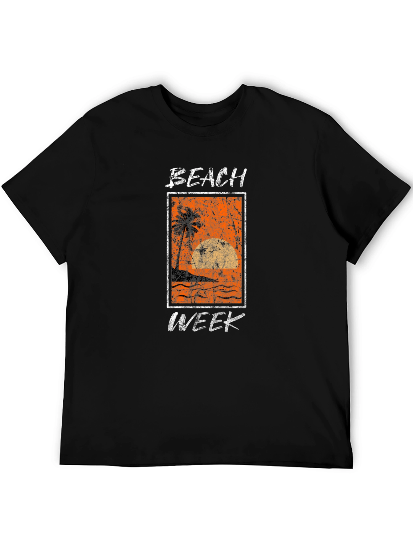 Beach Week Graphic Tee - Black Cotton T-Shirt