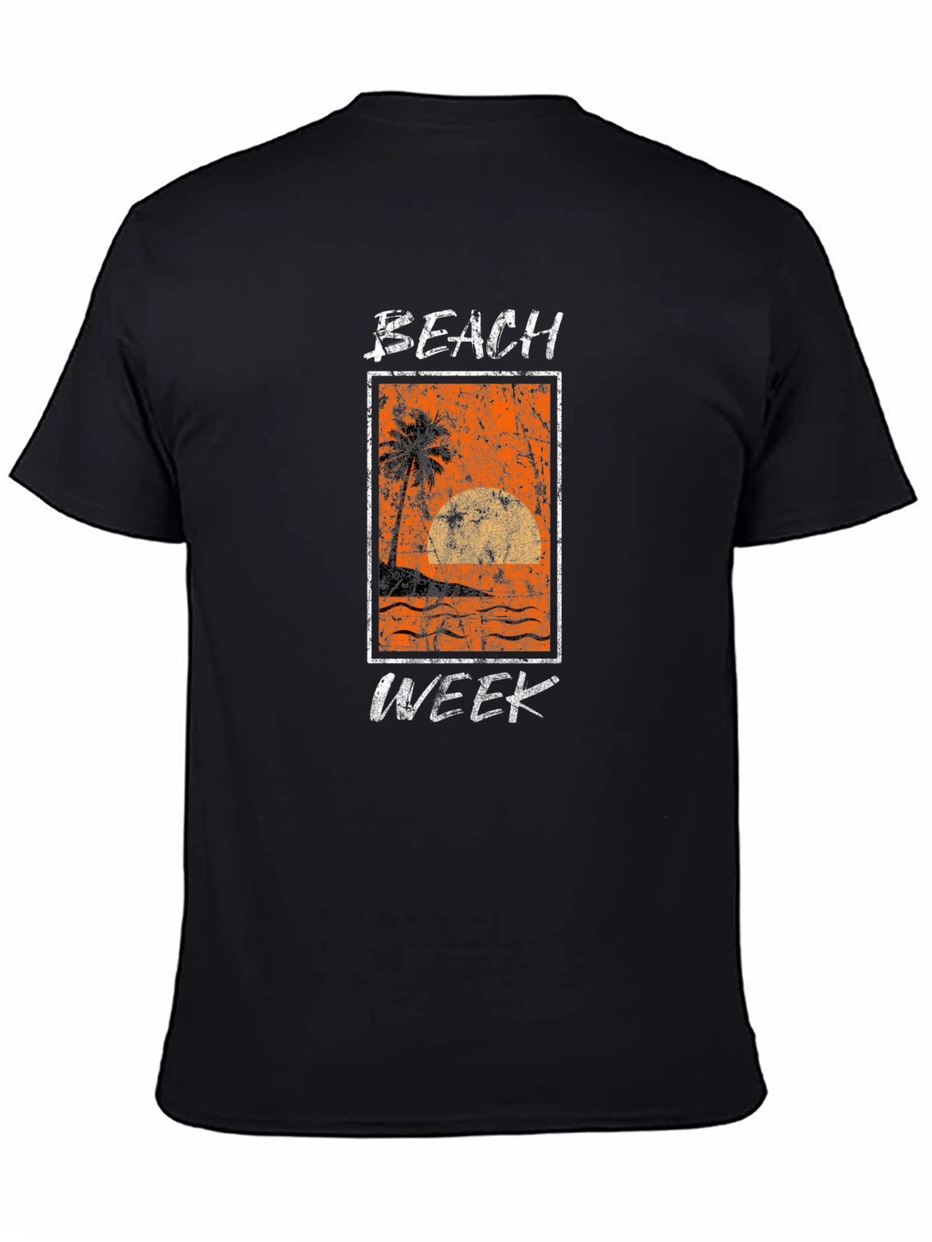 Beach Week Graphic Tee - Black Cotton T-Shirt