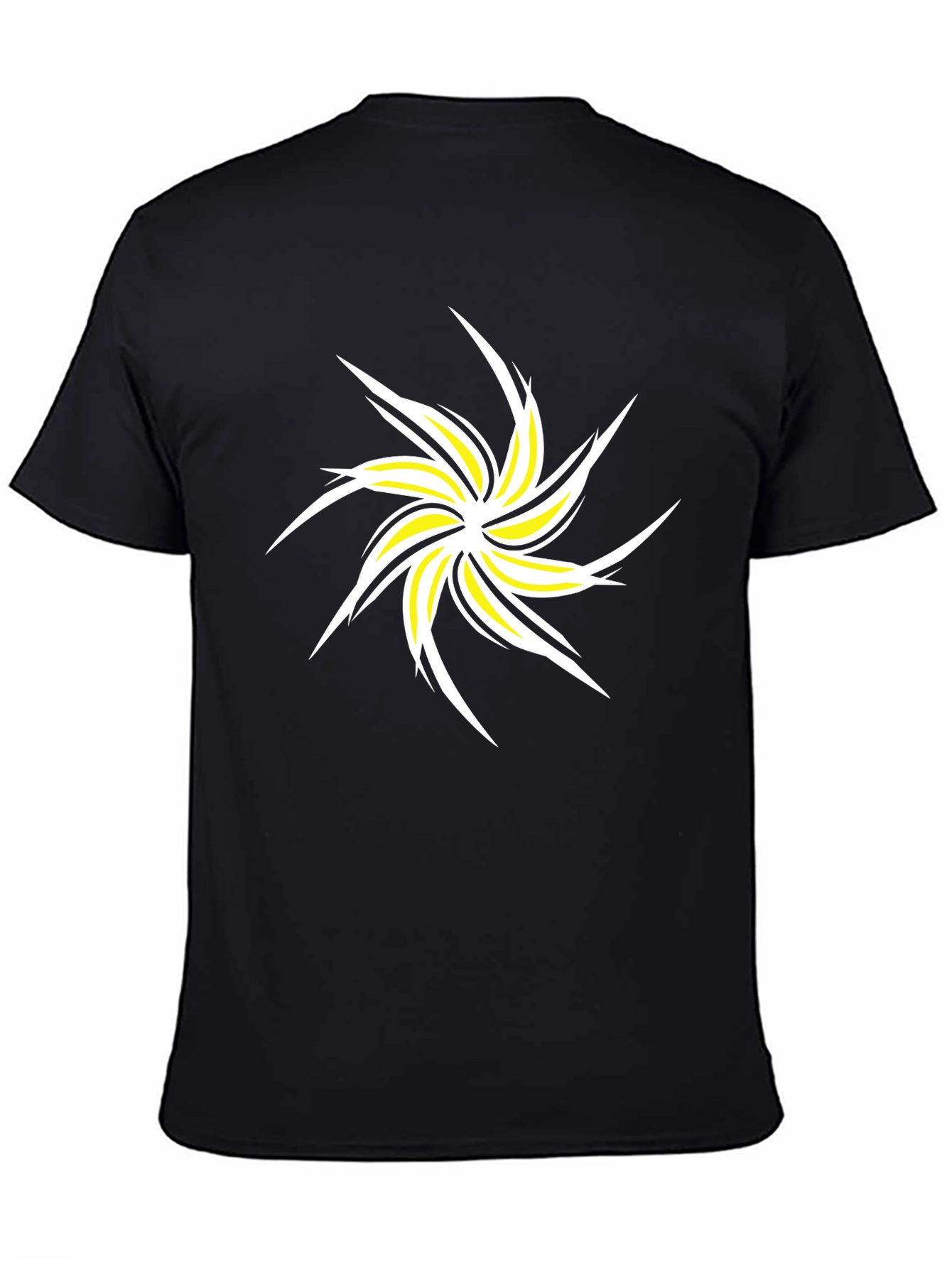 Abstract Star Graphic Tee - Black Cotton T-Shirt