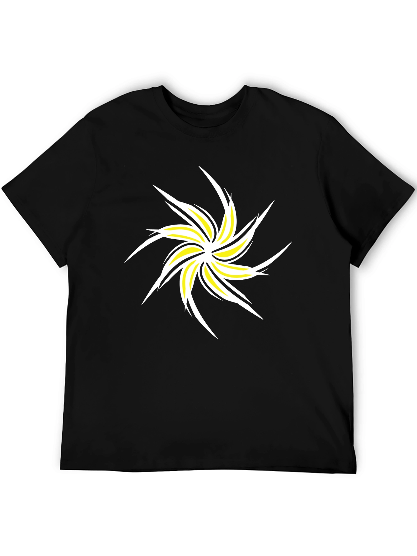Abstract Star Graphic Tee - Black Cotton T-Shirt