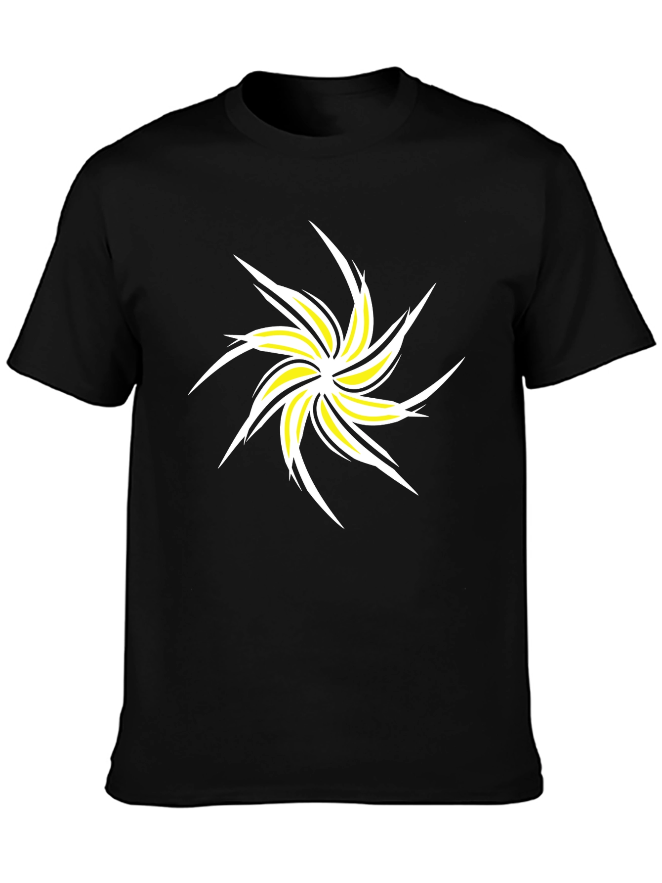 Abstract Star Graphic Tee - Black Cotton T-Shirt