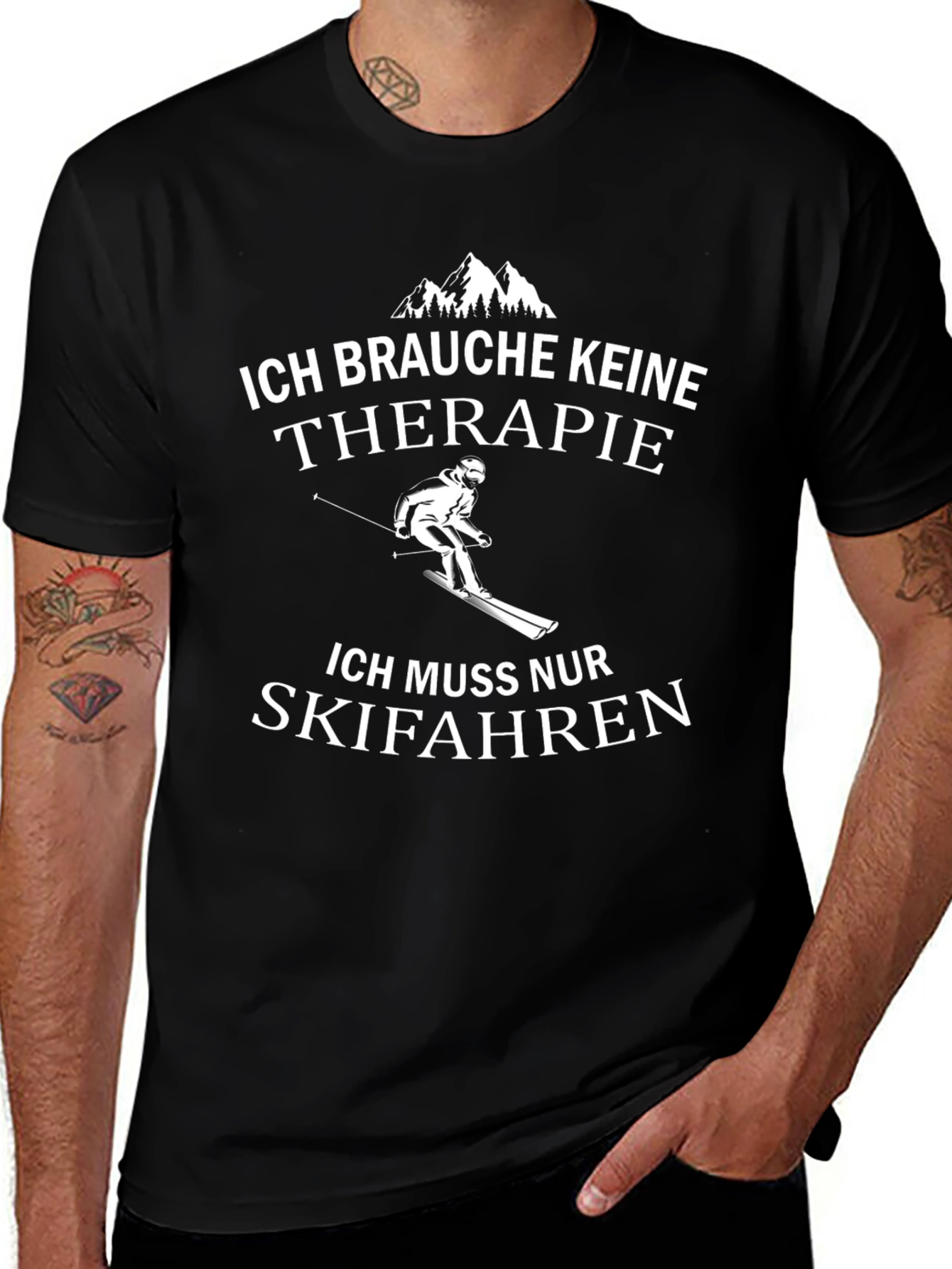 Skiing Therapy T-Shirt - German Slogan Tee