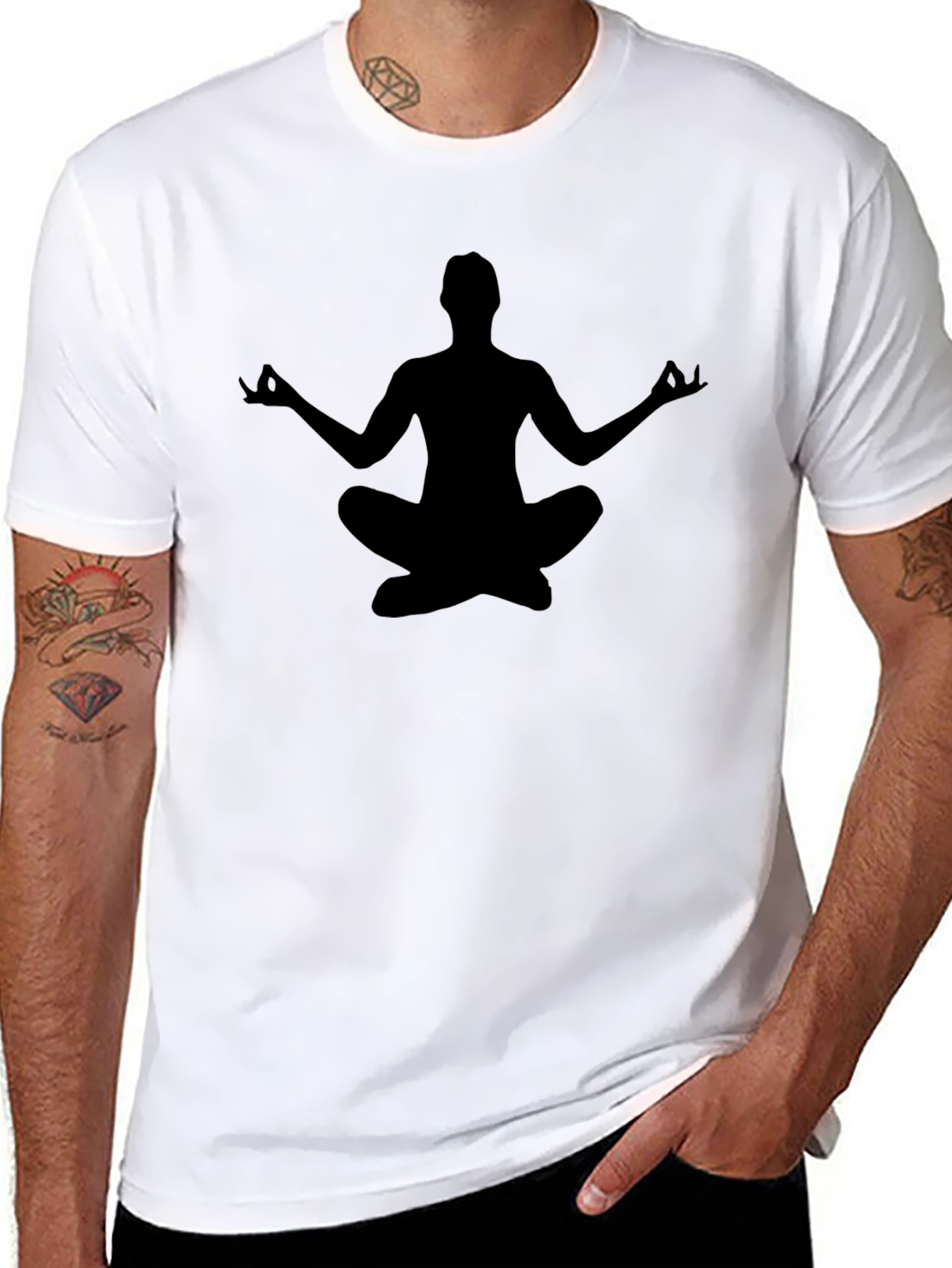 Meditate T-Shirt - Black Yoga Silhouette Tee