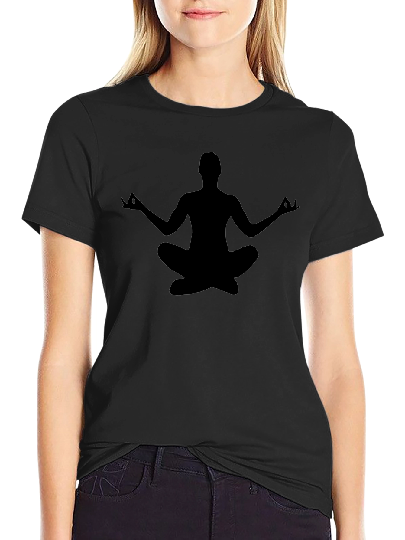 Meditate T-Shirt - Black Yoga Silhouette Tee