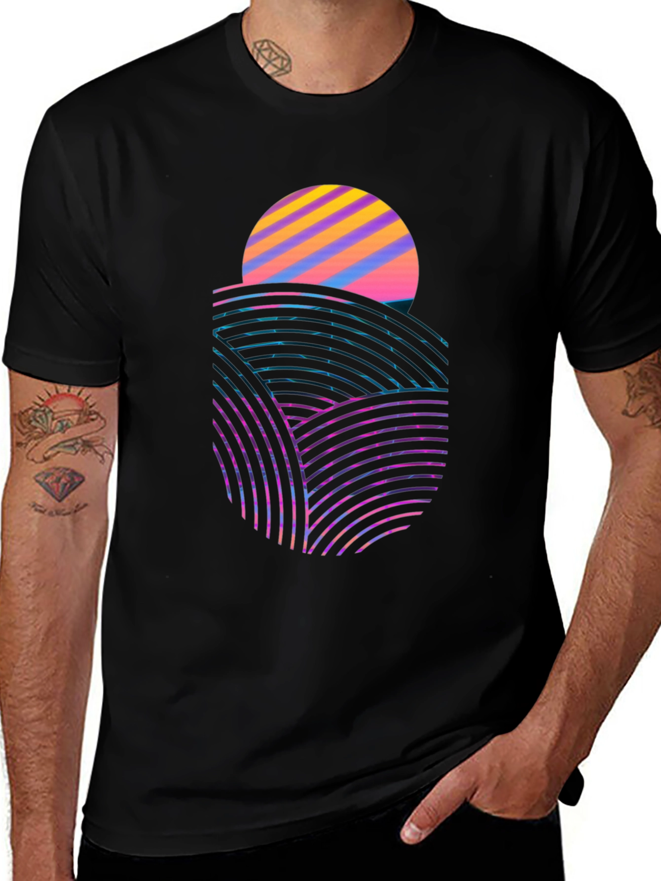 Retro Sunset Tee - Modern Graphic Print