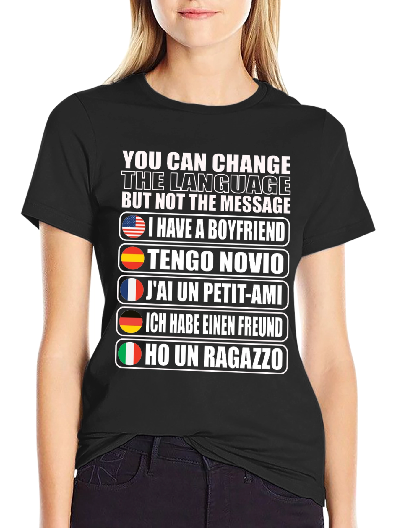 Boyfriend Multi-Language T-Shirt - Novelty Graphic Tee