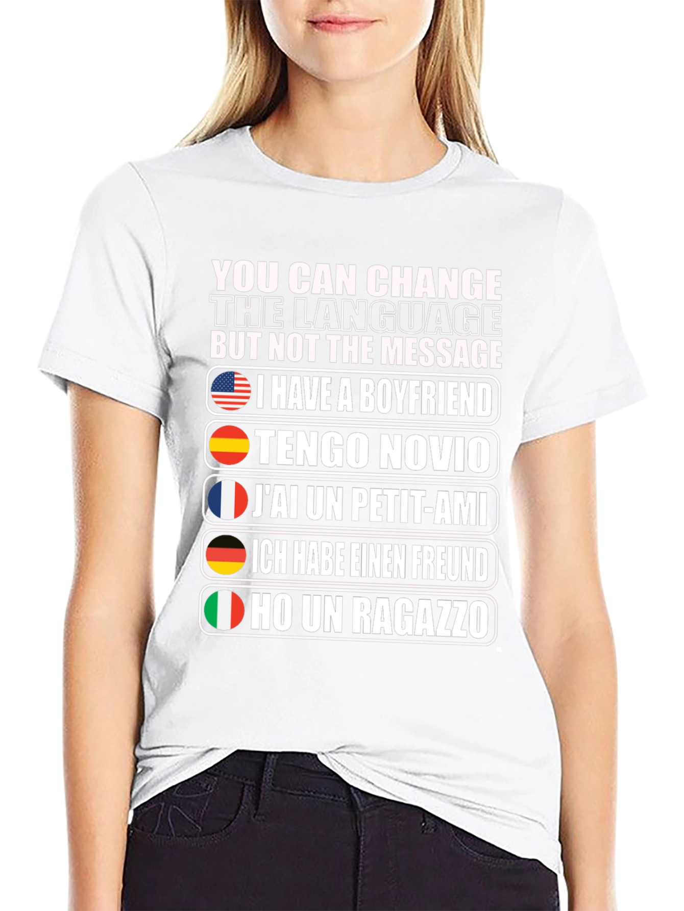 Boyfriend Multi-Language T-Shirt - Novelty Graphic Tee