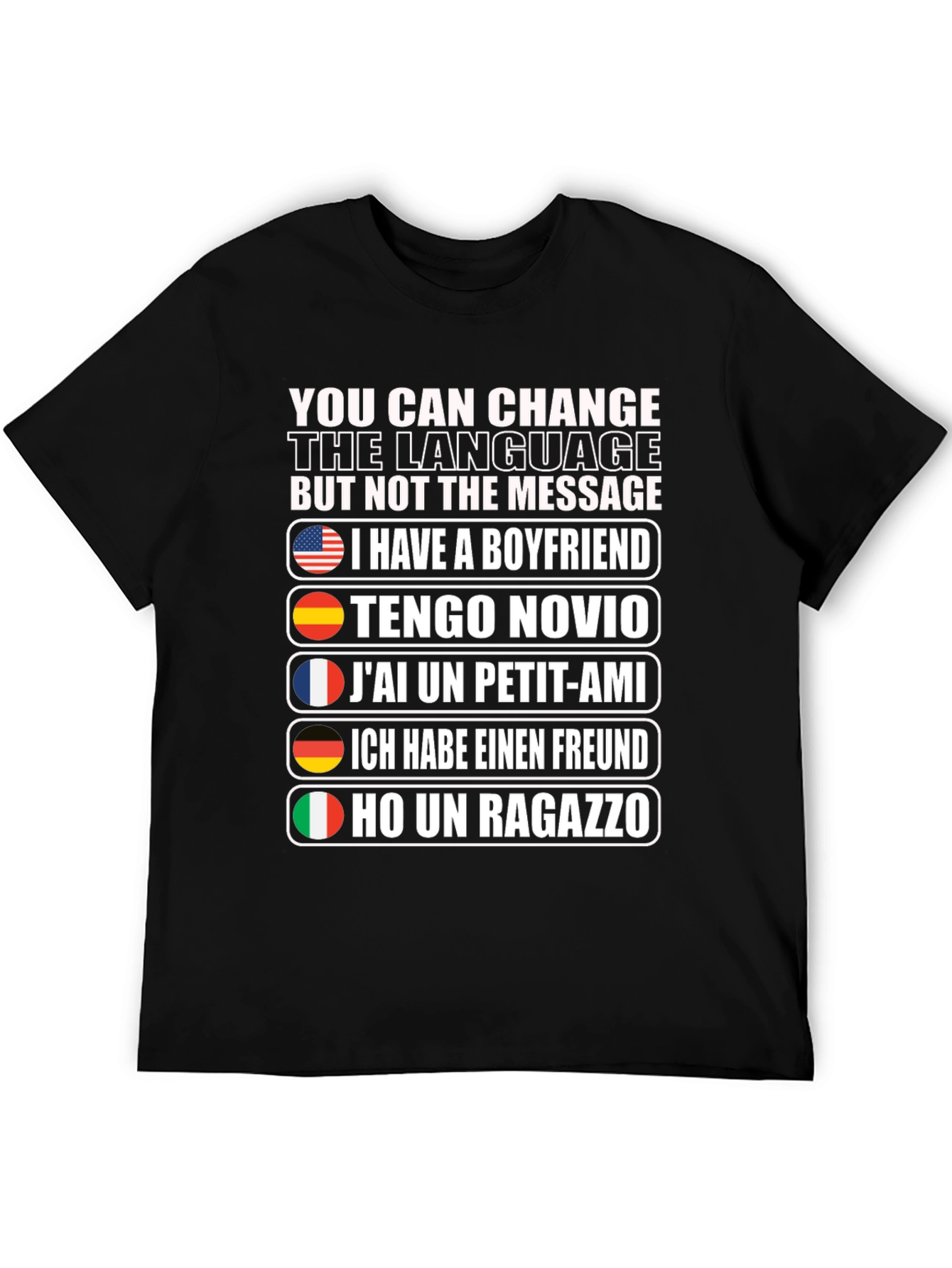 Boyfriend Multi-Language T-Shirt - Novelty Graphic Tee
