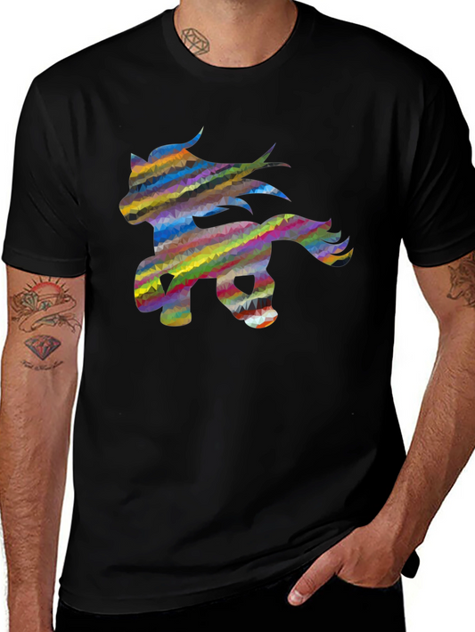 Geometric Unicorn Graphic Tee - Stylish Black Shirt