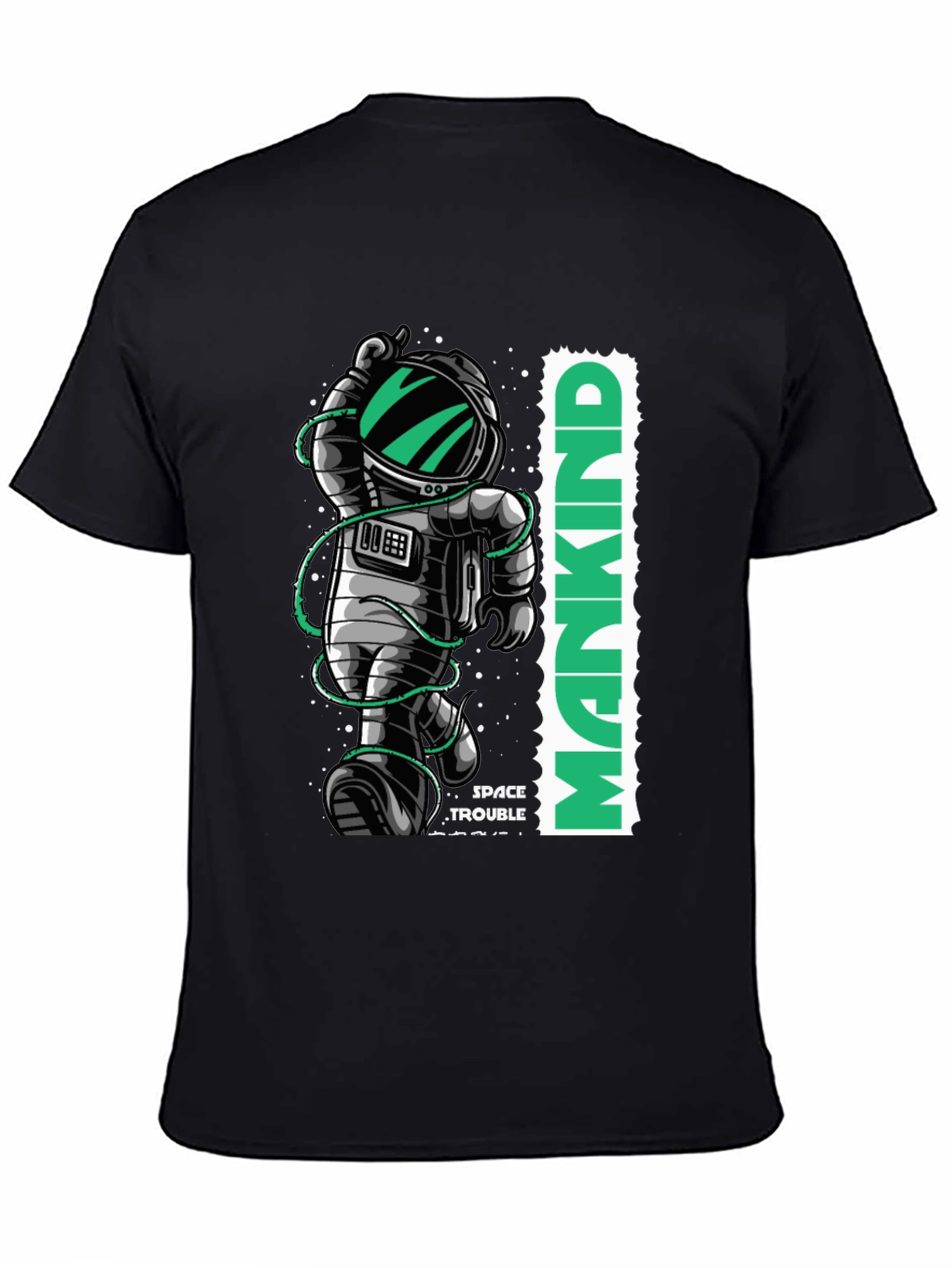 Astronaut Mankind Graphic Print Black T-Shirt