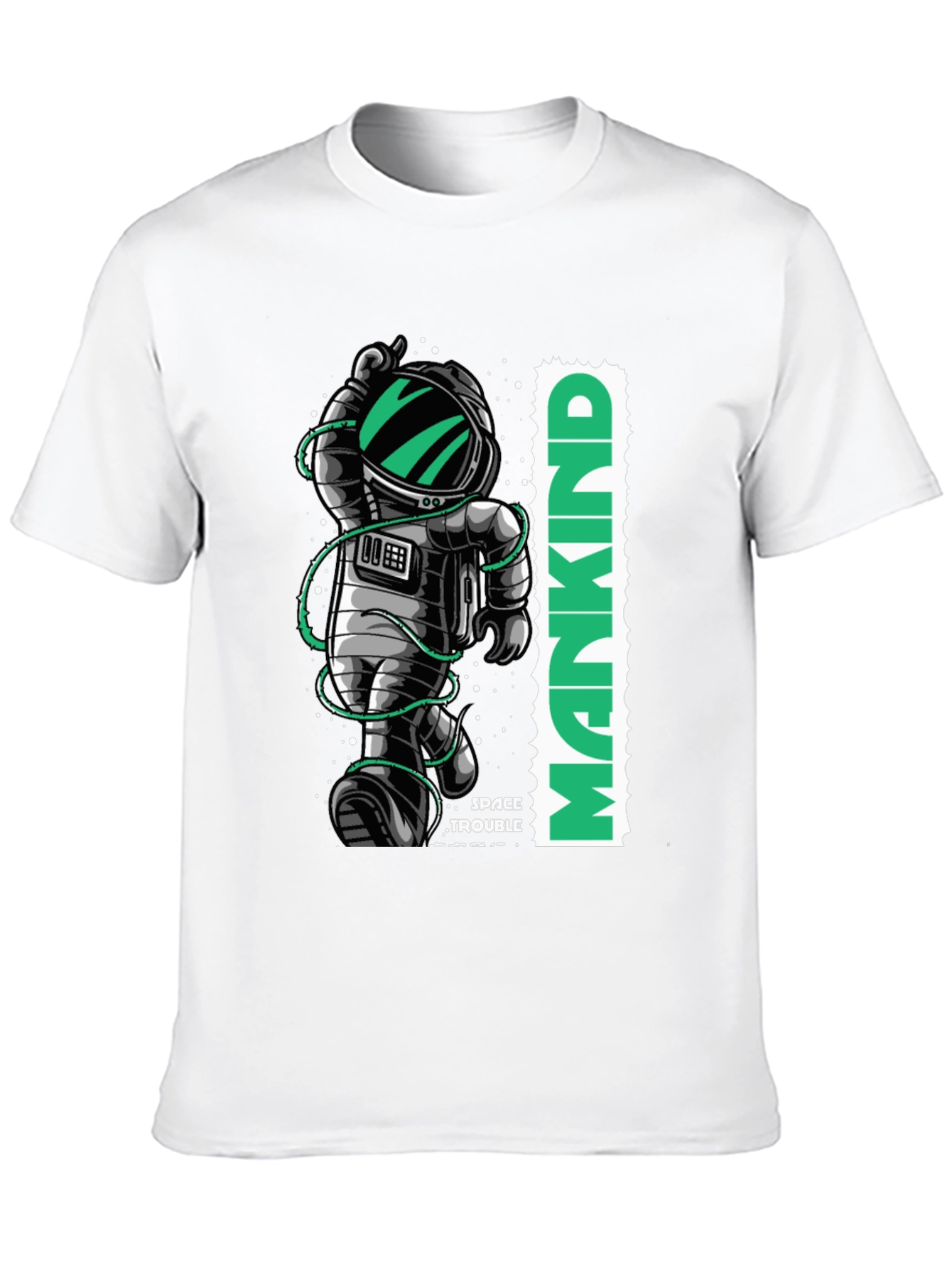 Astronaut Mankind Graphic Print Black T-Shirt