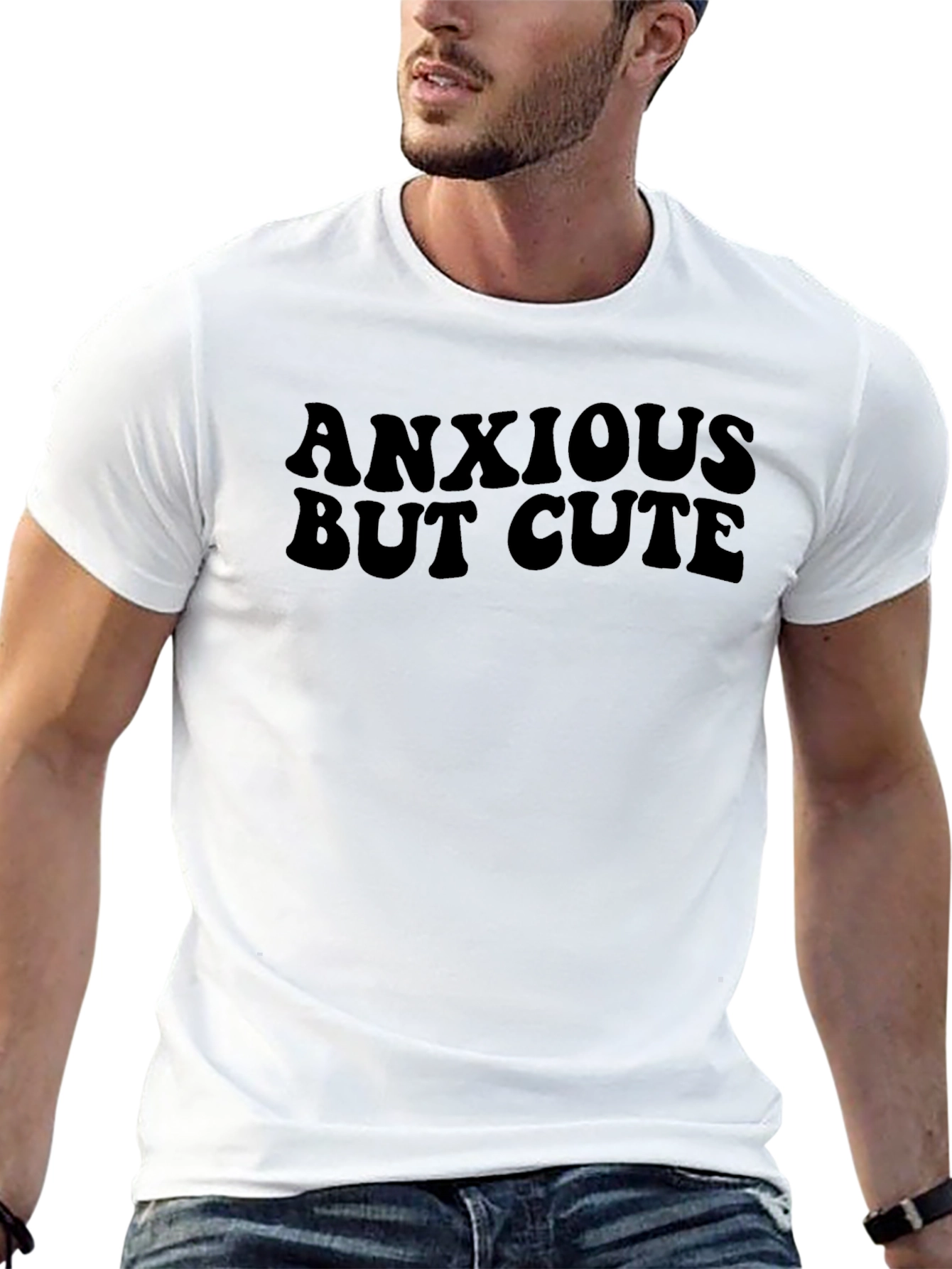 Anxious But Cute Black Graphic Tee