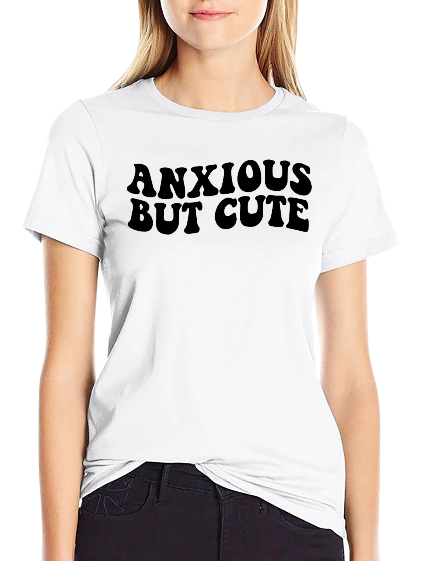 Anxious But Cute Black Graphic Tee