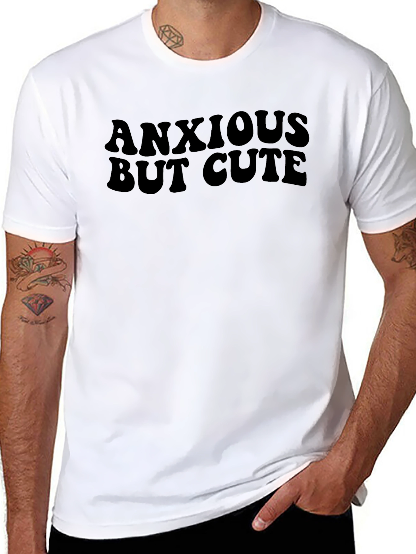 Anxious But Cute Black Graphic Tee
