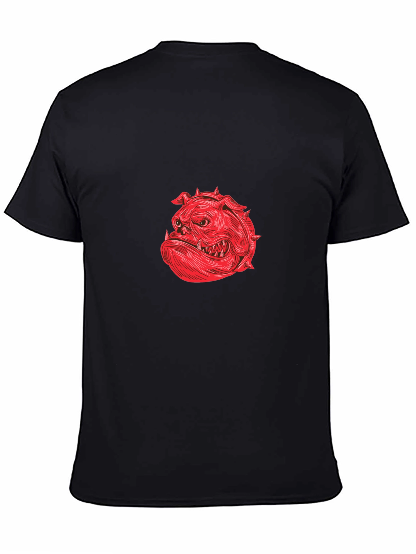 Red Bulldog Graphic Print Black T-Shirt
