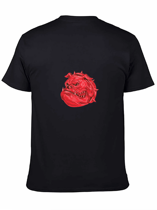 Red Bulldog Graphic Print Black T-Shirt