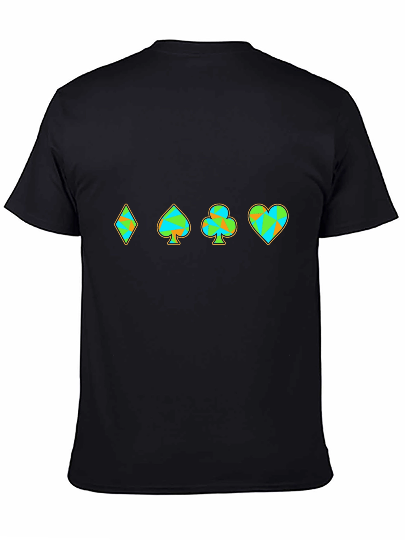 Suits Card Pattern Mens Black T-Shirt