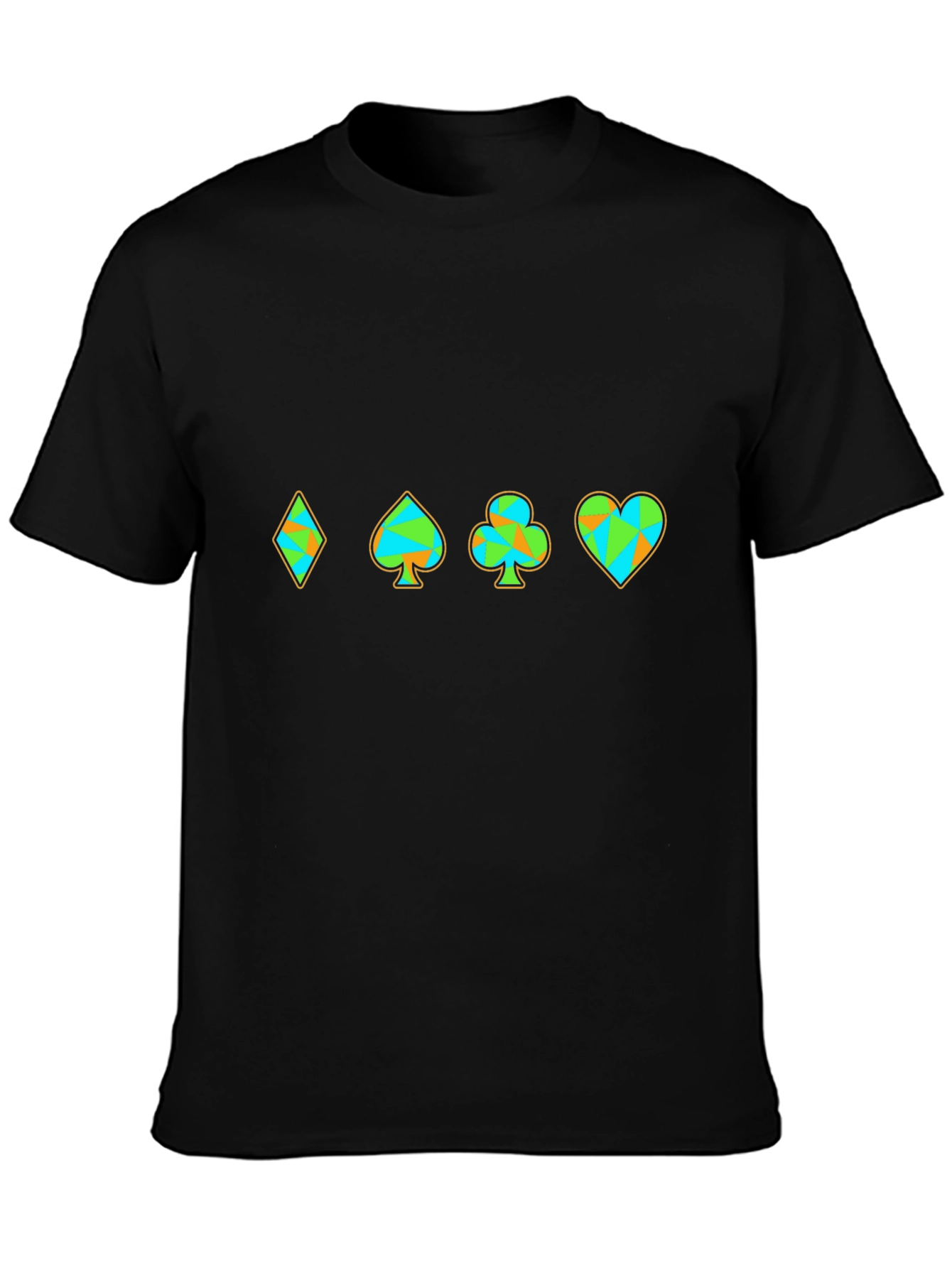 Suits Card Pattern Mens Black T-Shirt