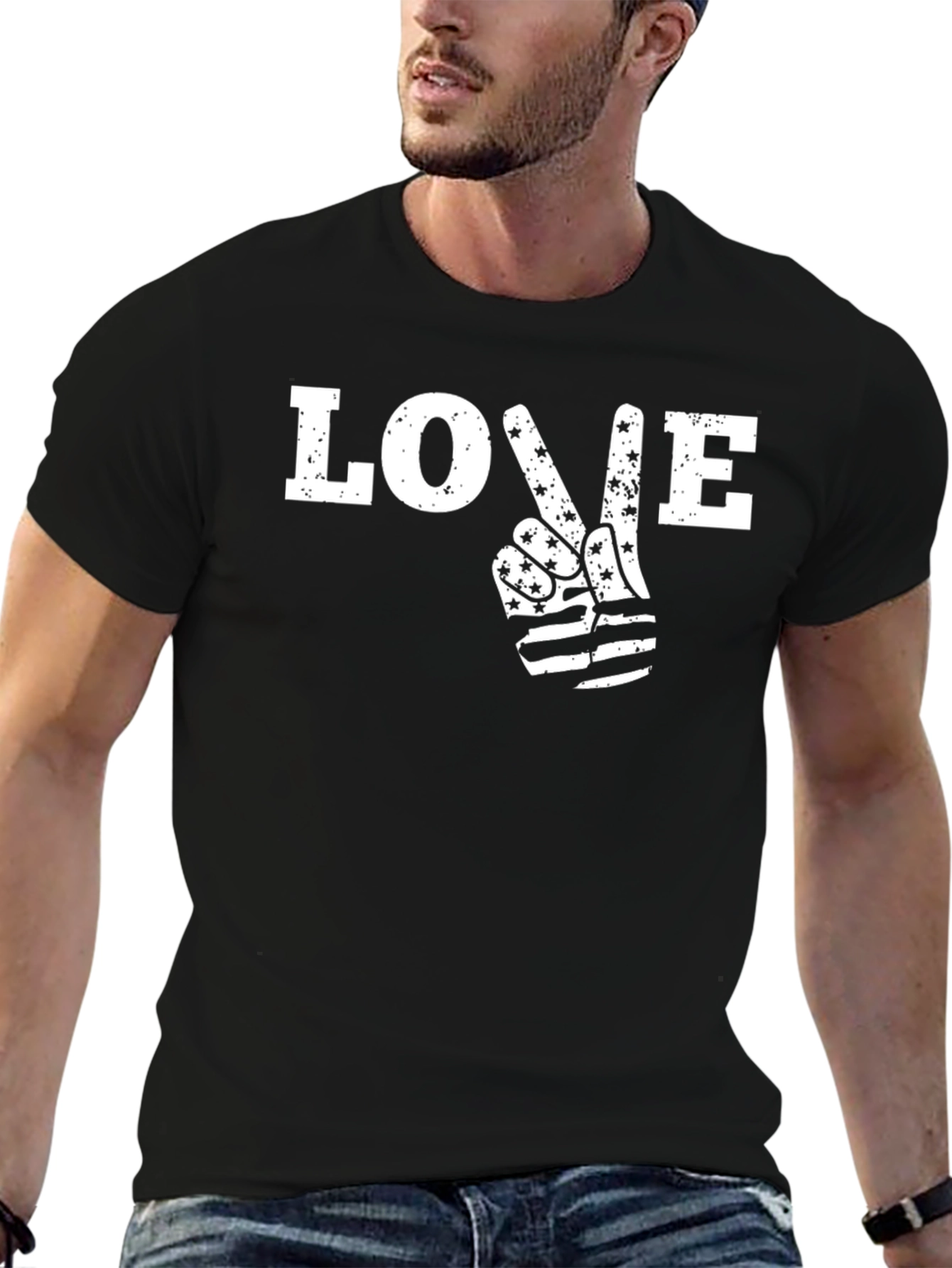 Love Peace Sign American Flag T-Shirt