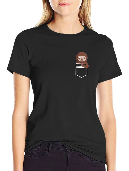 Sloth in Pocket Graphic Tee - Soft Cotton Casual Shirt