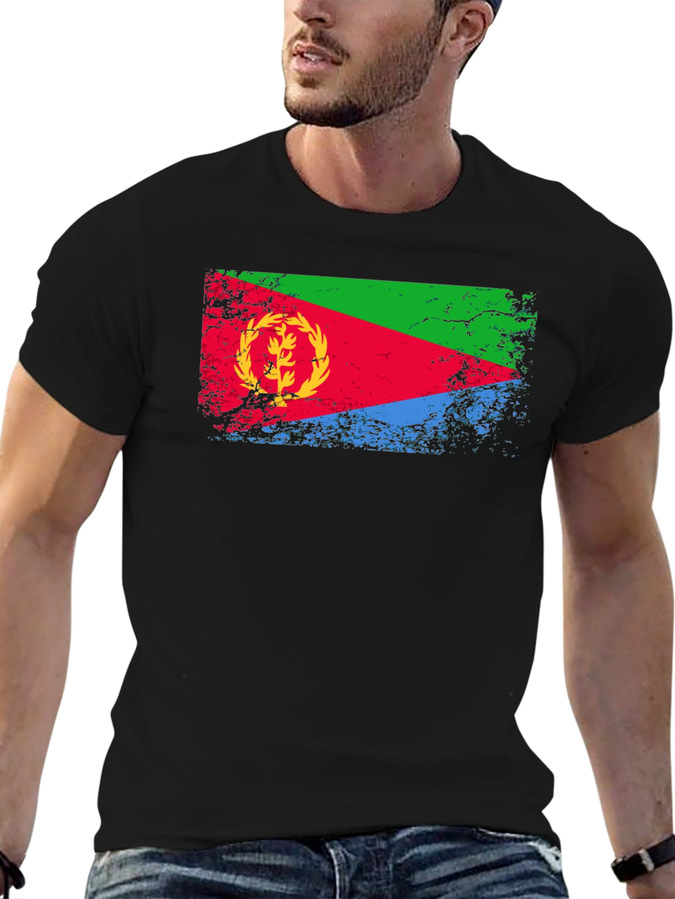 Eritrea Flag Graphic T-Shirt - Black Cotton Tee