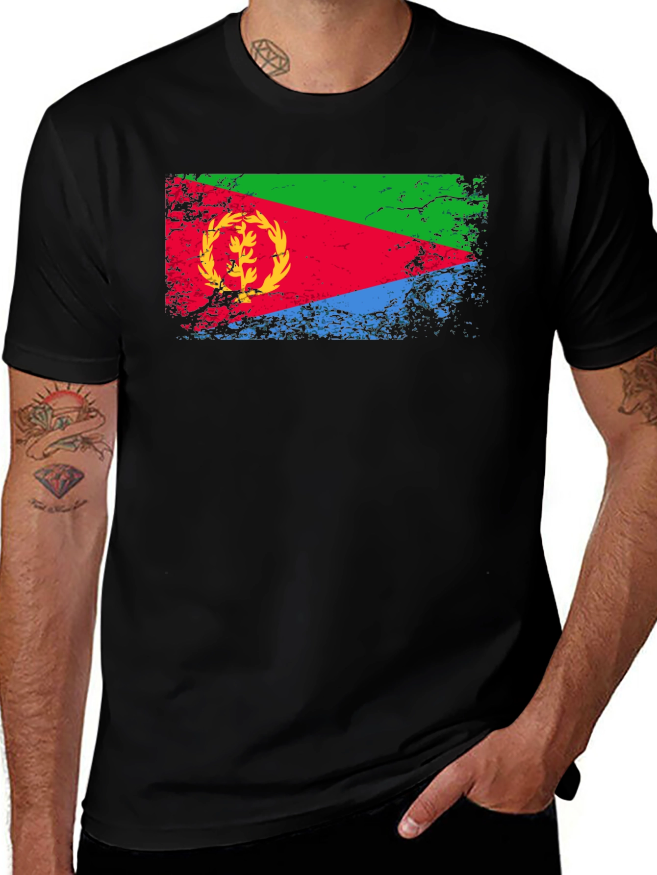 Eritrea Flag Graphic T-Shirt - Black Cotton Tee