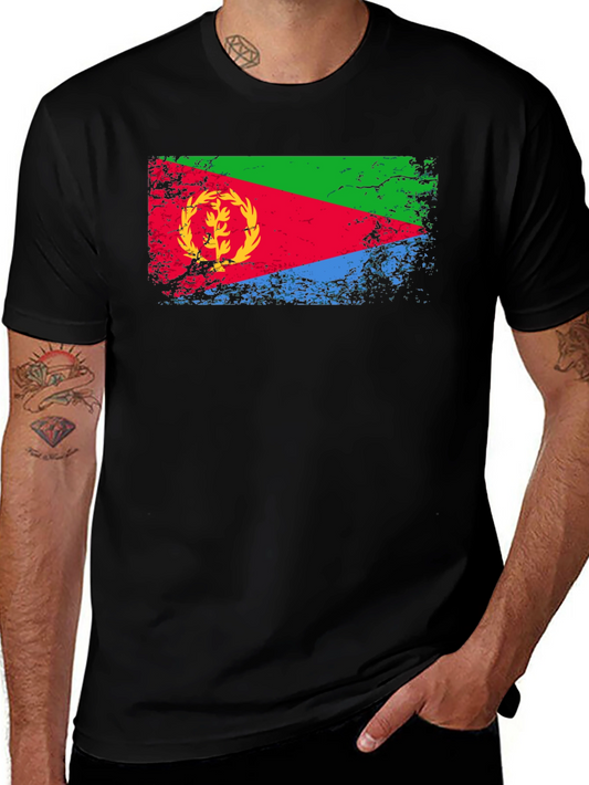 Eritrea Flag Graphic T-Shirt - Black Cotton Tee