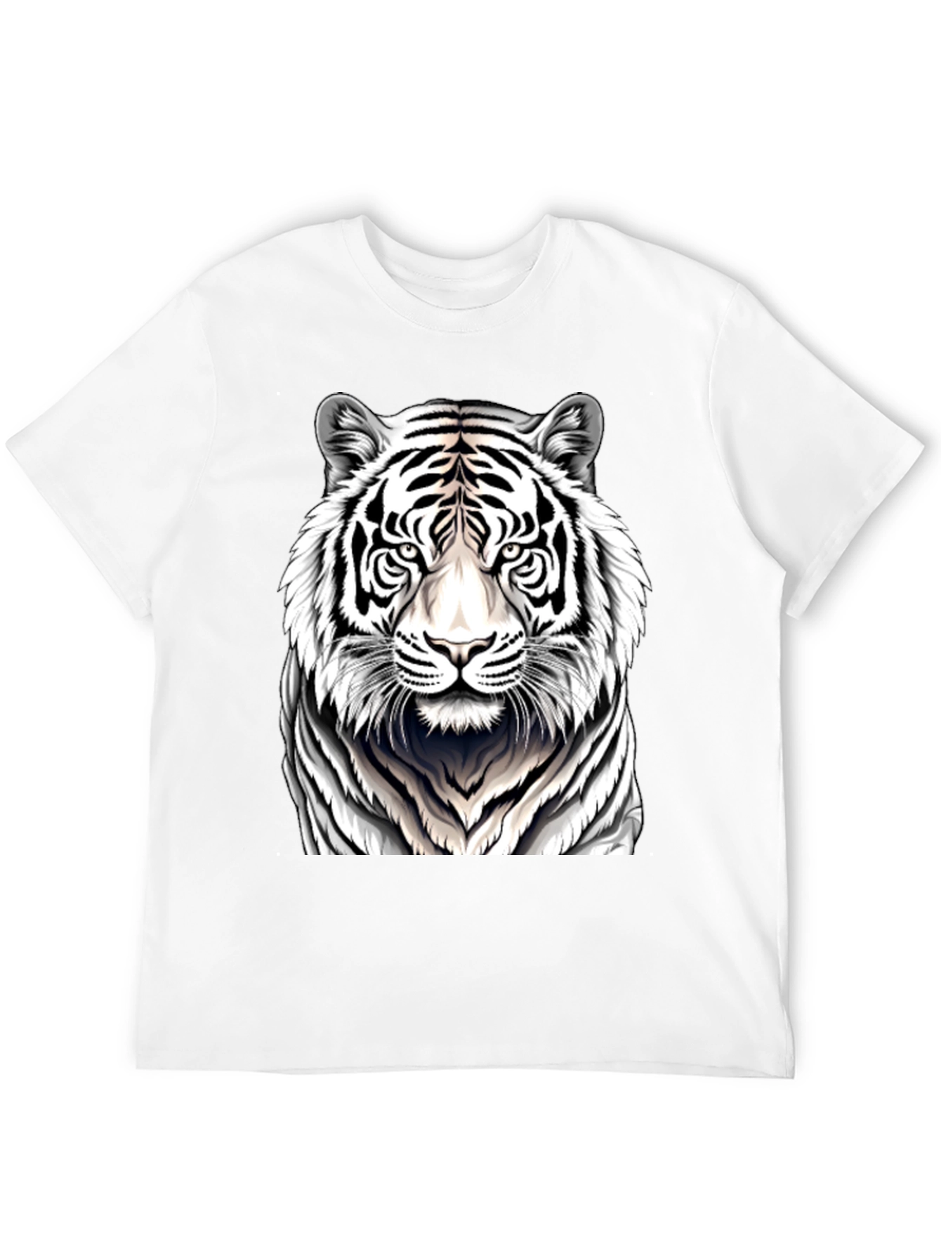 White Tiger Graphic Tee - Black Cotton Shirt