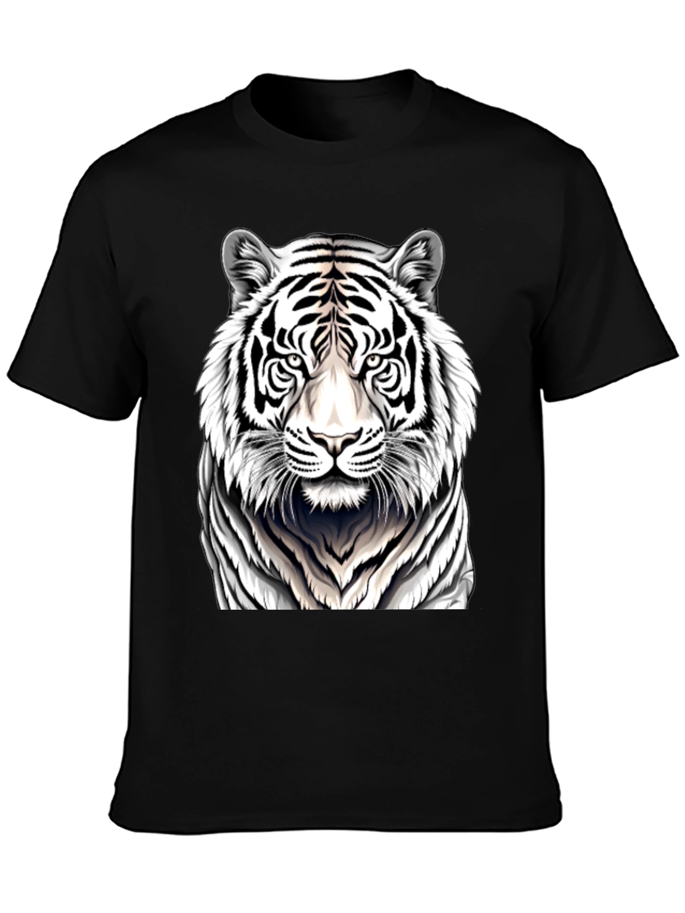 White Tiger Graphic Tee - Black Cotton Shirt