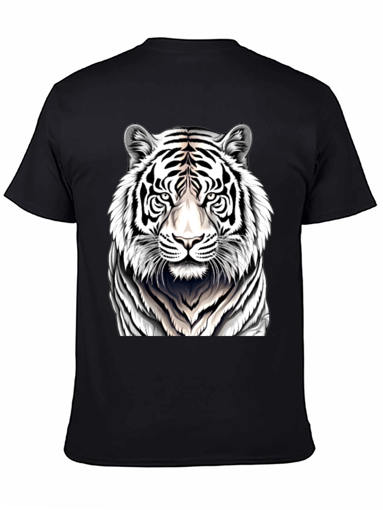 White Tiger Graphic Tee - Black Cotton Shirt