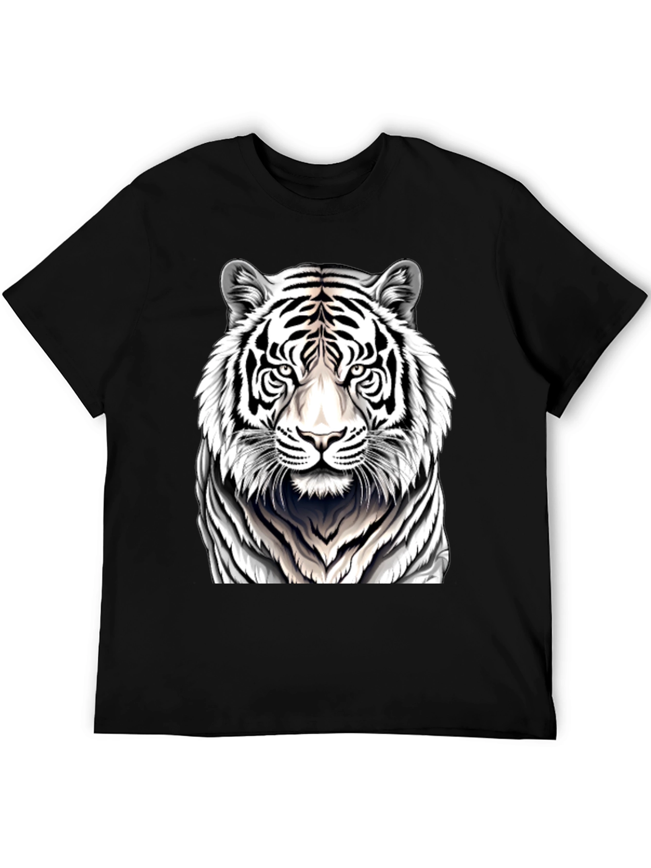 White Tiger Graphic Tee - Black Cotton Shirt