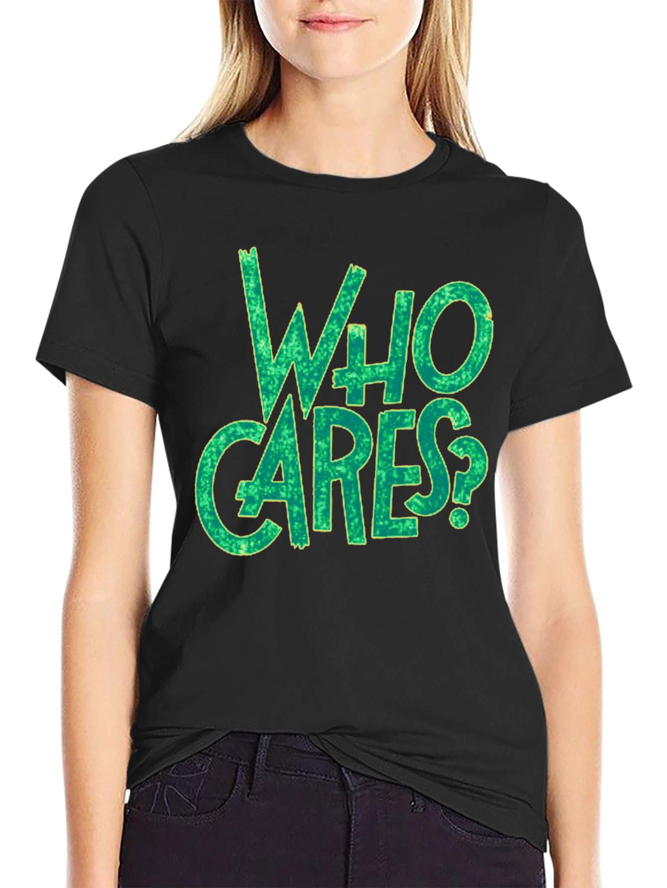 Who Cares? Graphic Print Black T-Shirt