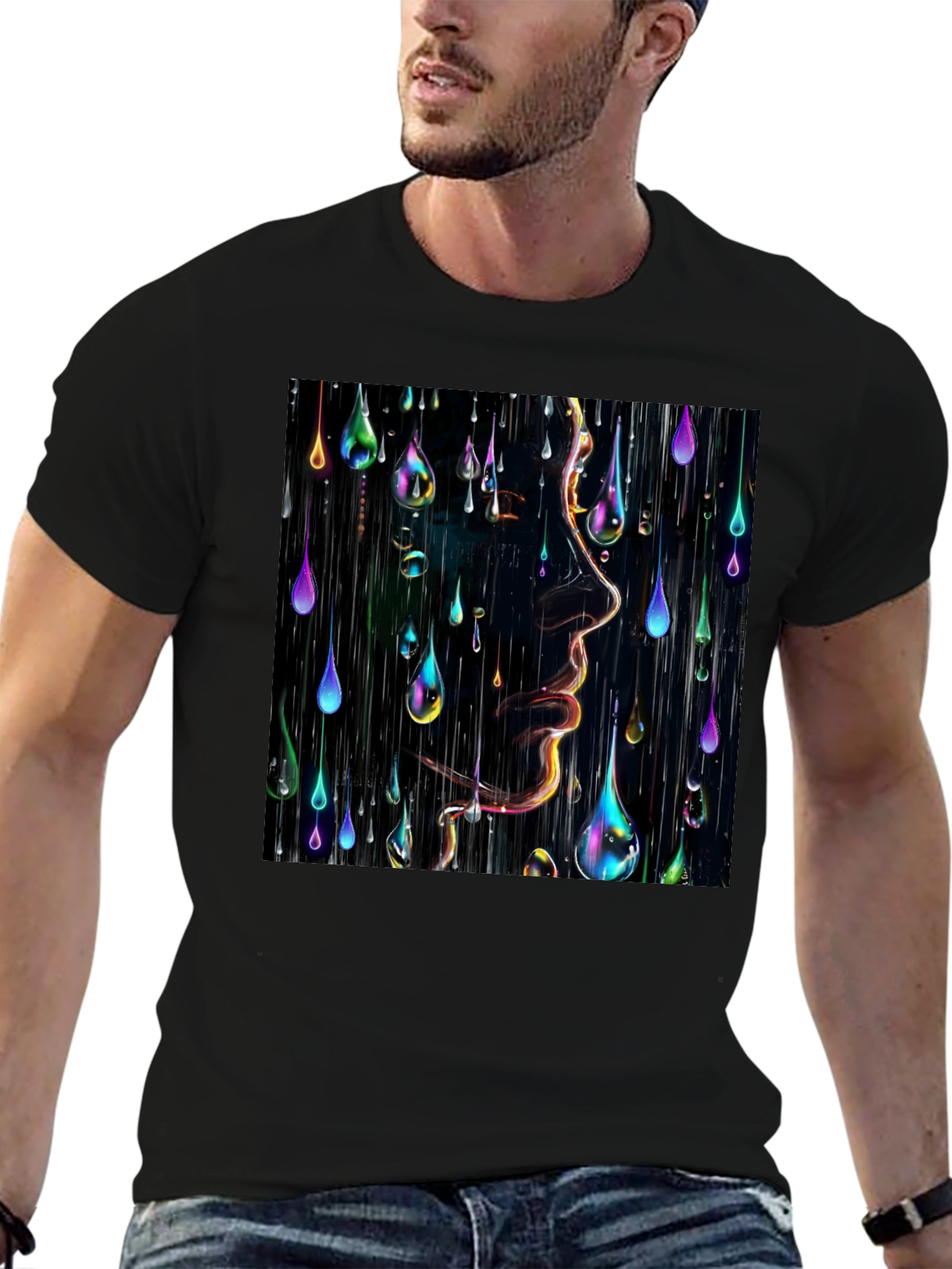 Raindrop Portrait Tee - Abstract Graphic Print