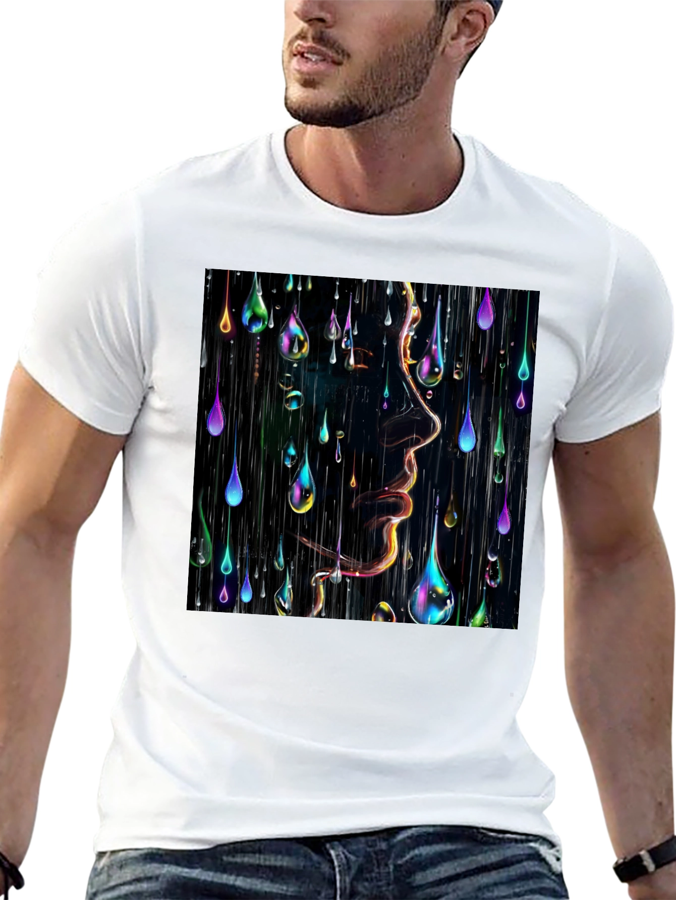 Raindrop Portrait Tee - Abstract Graphic Print
