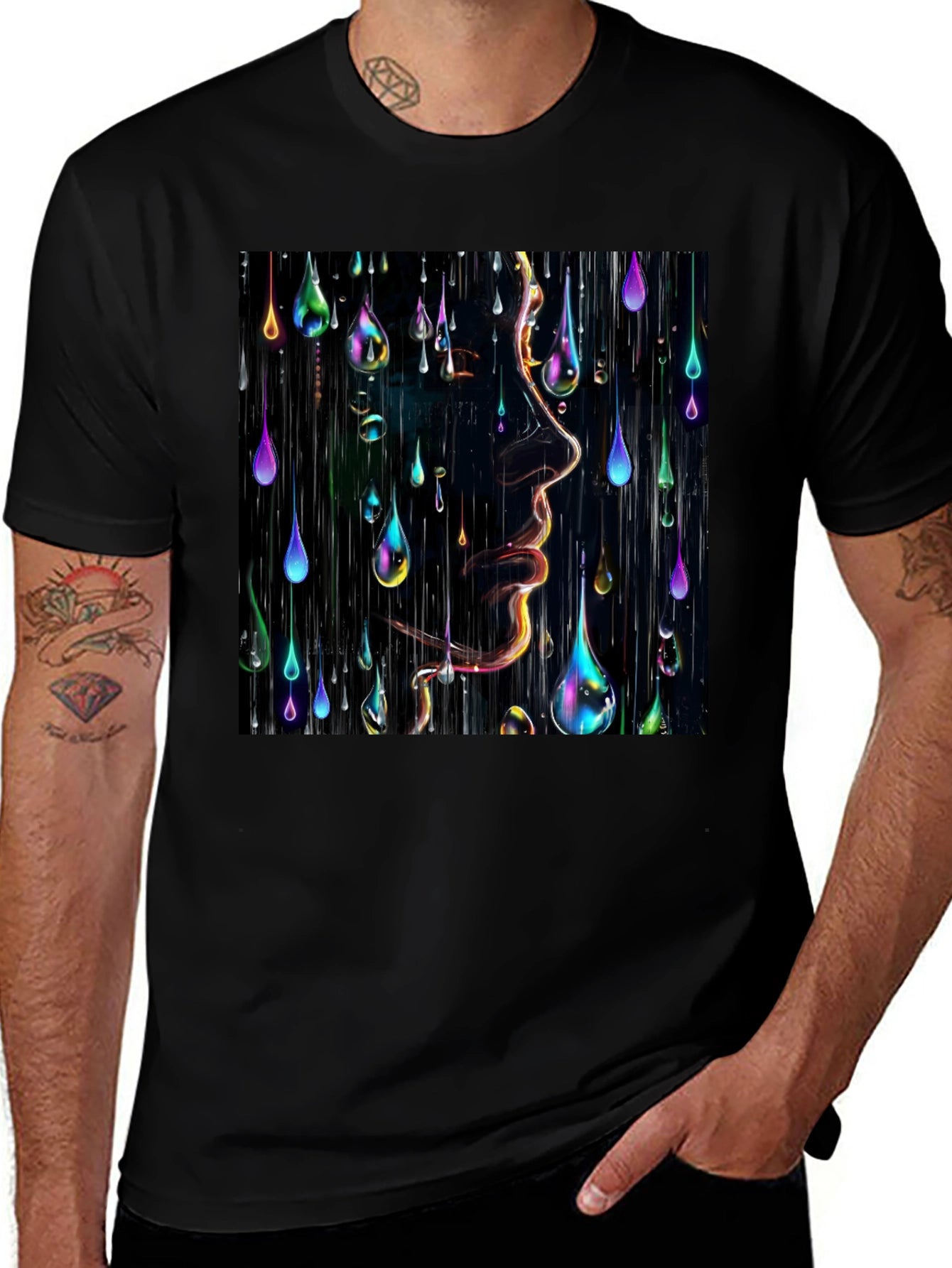 Raindrop Portrait Tee - Abstract Graphic Print