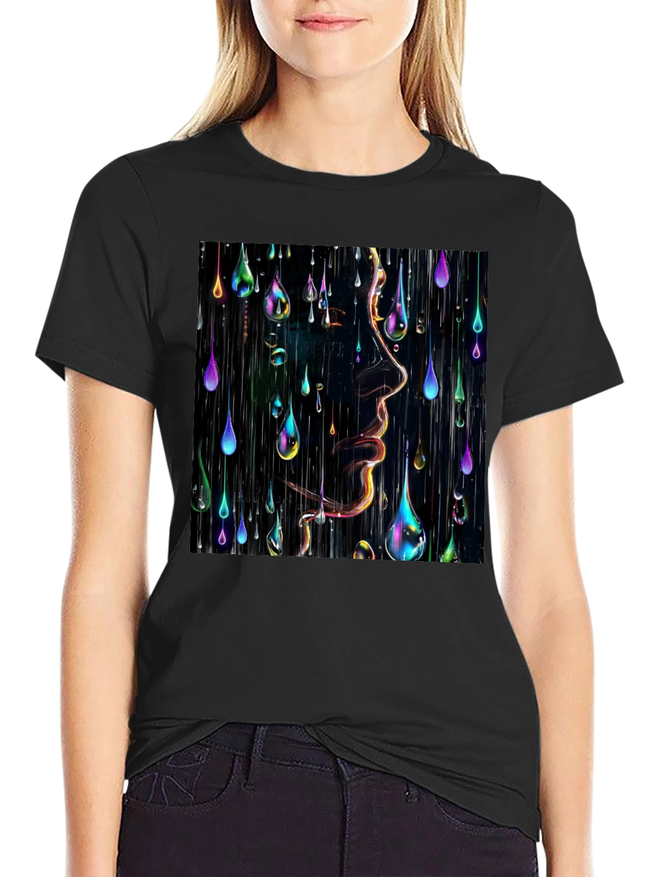 Raindrop Portrait Tee - Abstract Graphic Print