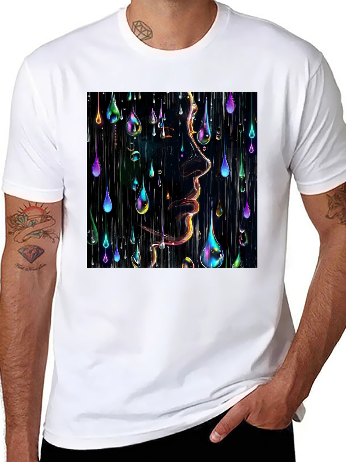 Raindrop Portrait Tee - Abstract Graphic Print