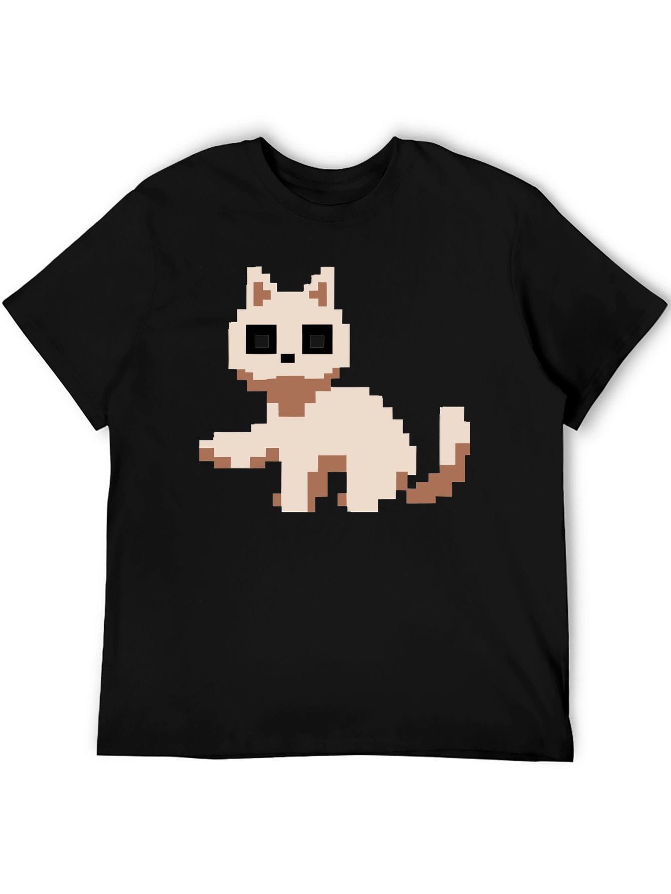 Pixel Cat Black T-Shirt - Retro Gaming Style