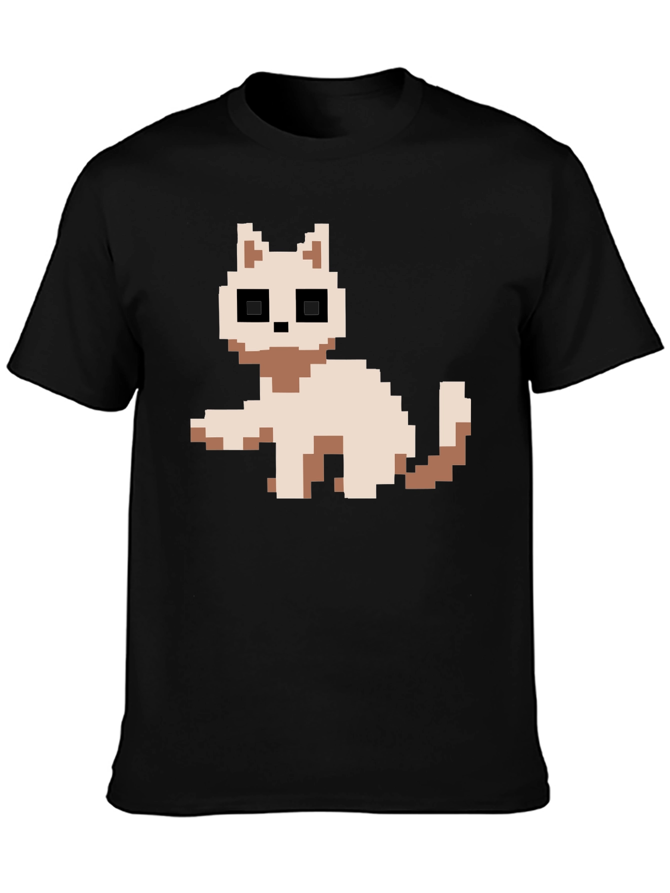 Pixel Cat Black T-Shirt - Retro Gaming Style